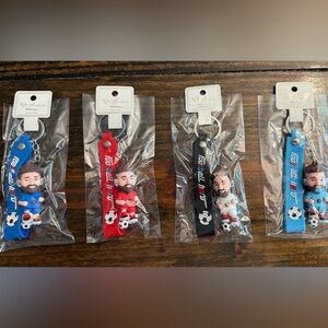 Kids Football/Soccer Keychains- Red/Black/Blue/Lt Blue